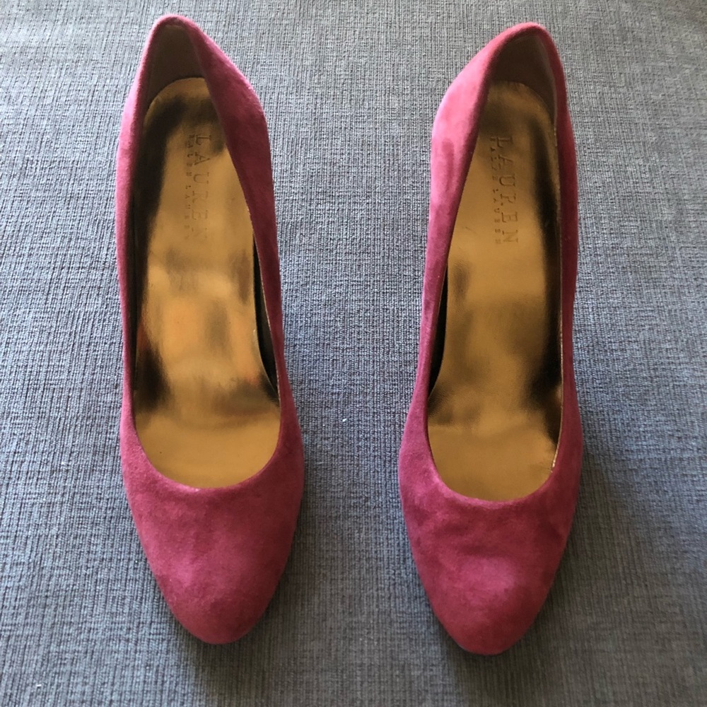 Ralph Lauren red suede heels